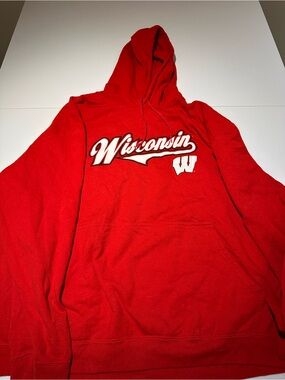 Pro Edge Red Wisconsin Hoodie Sweater